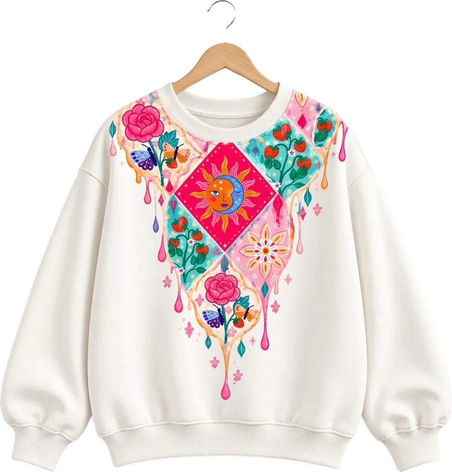 Renkli Nakış Sweatshirt