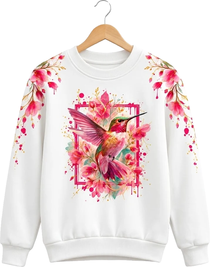 Çiçekli Sinek Kuşu Sweatshirt