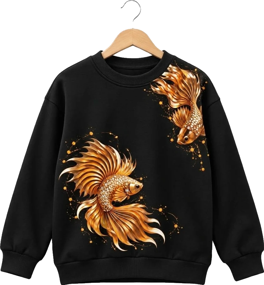 Altın Japon Balığı Sweatshirt — Siyah